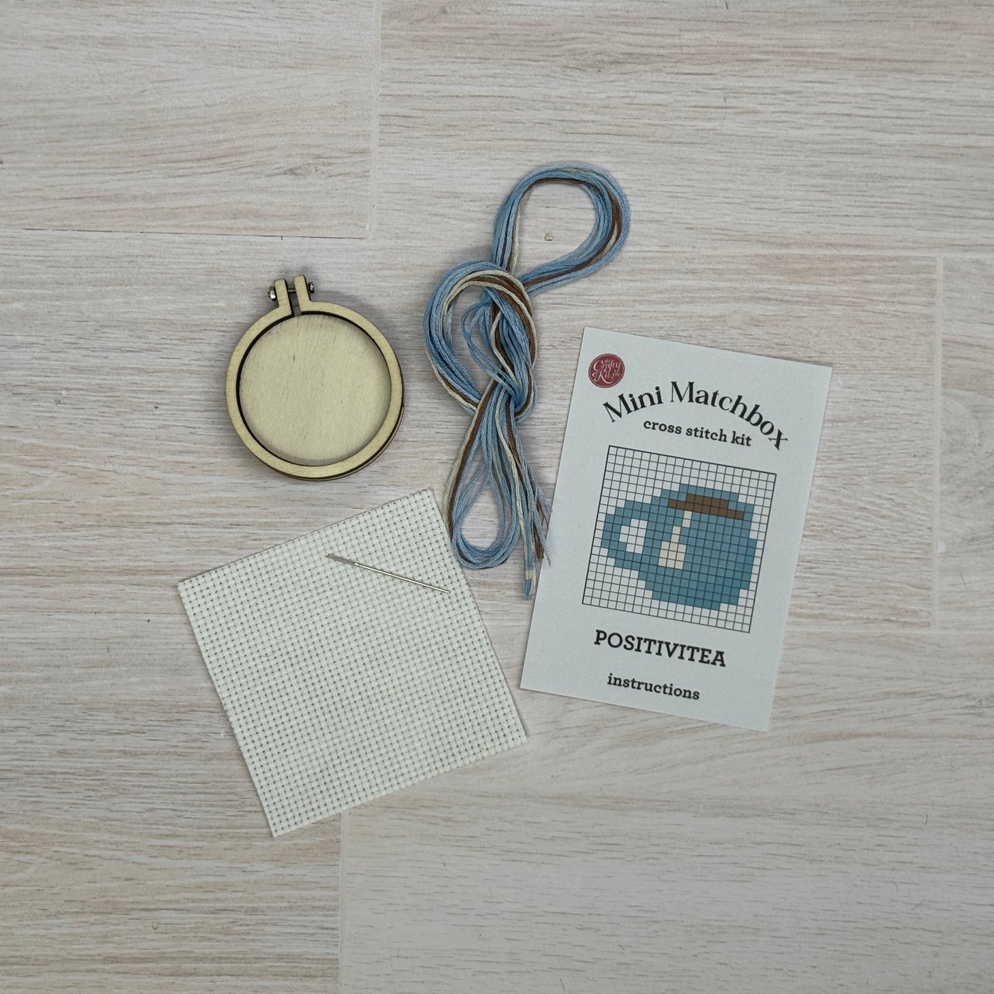 Have a cup of Positivitea! Mini Matchbox Cross Stitch Kit