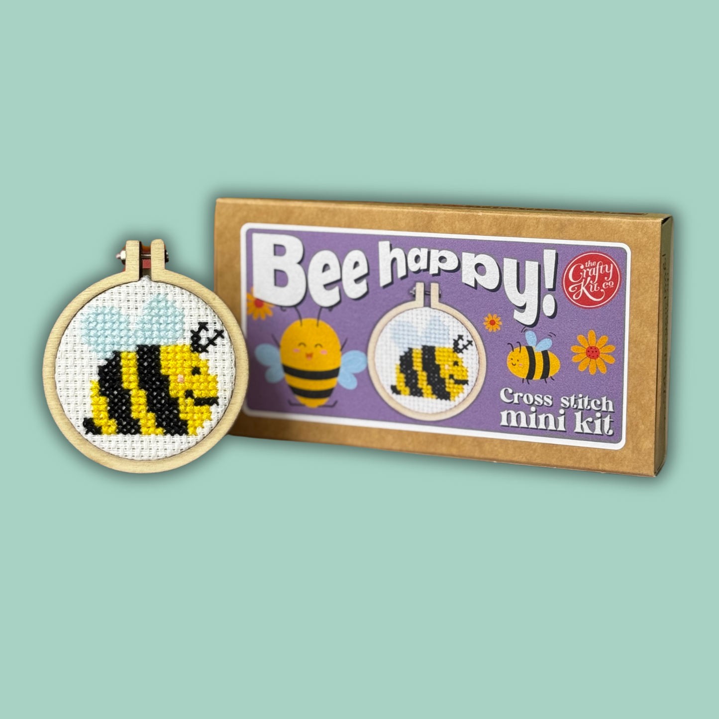 Bee Happy Mini Matchbox Cross Stitch Kit