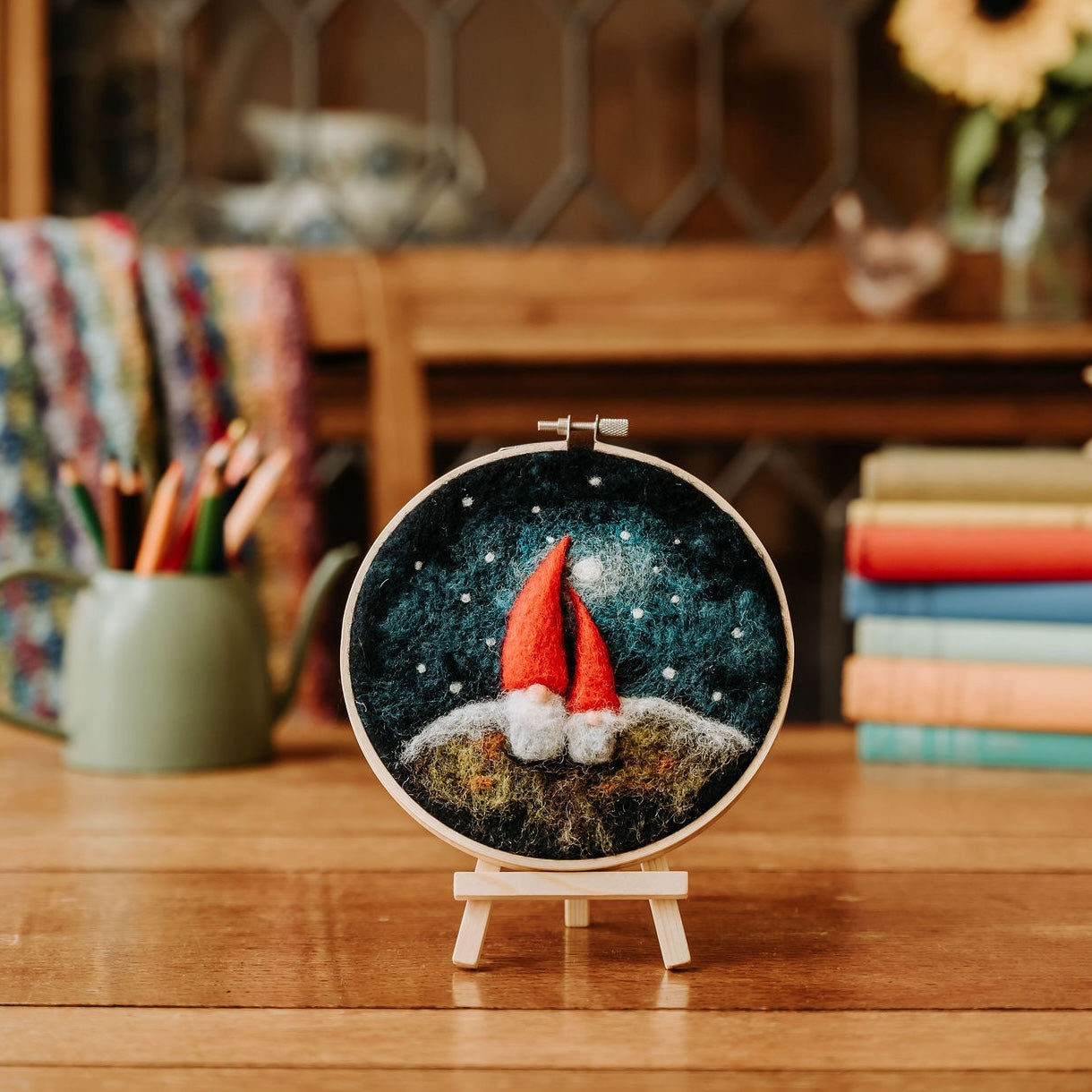 Gnomes in a Hoop Needle Felting Craft Kit