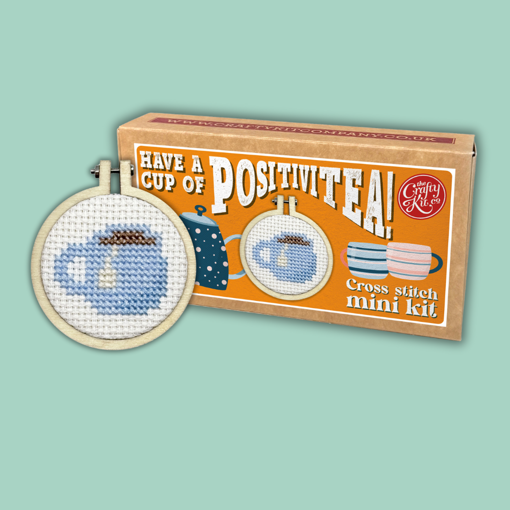 Have a cup of Positivitea! Mini Matchbox Cross Stitch Kit
