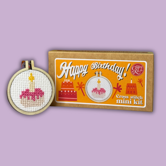 Happy Birthday! Cake Mini Matchbox Cross Stitch Kit