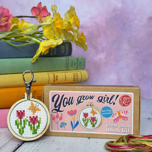 You Grow Girl! Mini Matchbox Cross Stitch Kit