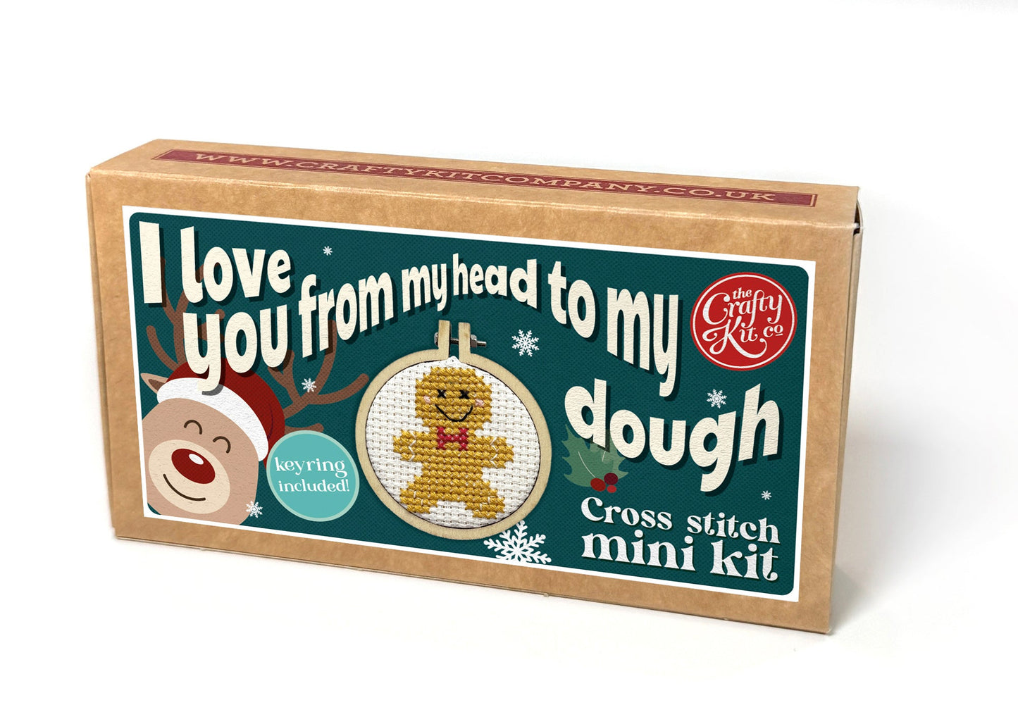 I Love You From My Head To My Dough Mini Matchbox Christmas Cross Stitch Kit