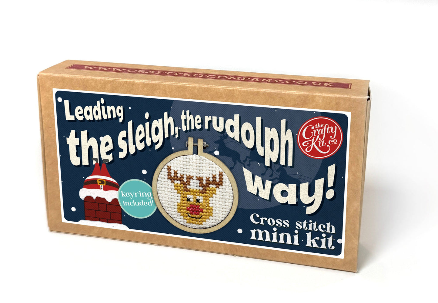 Leading The Sleigh, The Rudolph Way! Mini Matchbox Christmas Cross Stitch Kit
