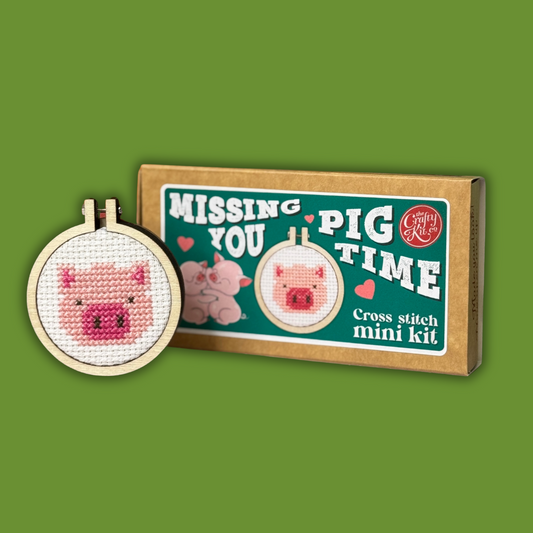 Missing You Pig Time Mini Matchbox Cross Stitch Kit