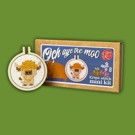 Och Aye The Moo Mini Matchbox Cross Stitch Kit