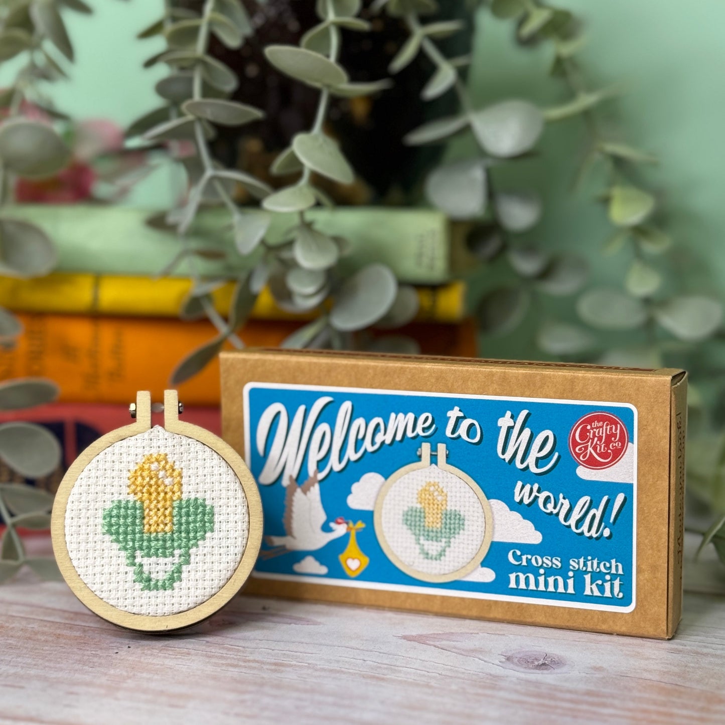 Welcome To The World! (Blue) Mini Matchbox Cross Stitch Kit