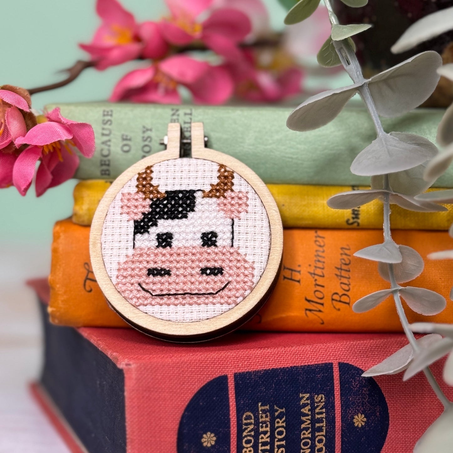 Moody Cow! Mini Matchbox Cross Stitch Kit