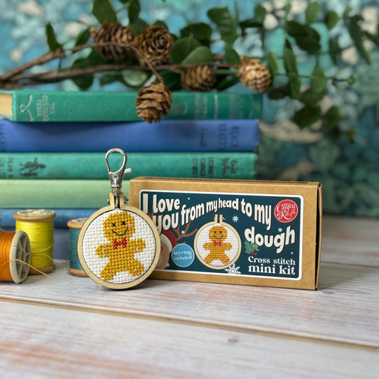 I Love You From My Head To My Dough Mini Matchbox Christmas Cross Stitch Kit