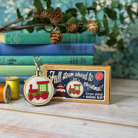 Full Steam Ahead To Christmas! Mini Matchbox Christmas Cross Stitch Kit