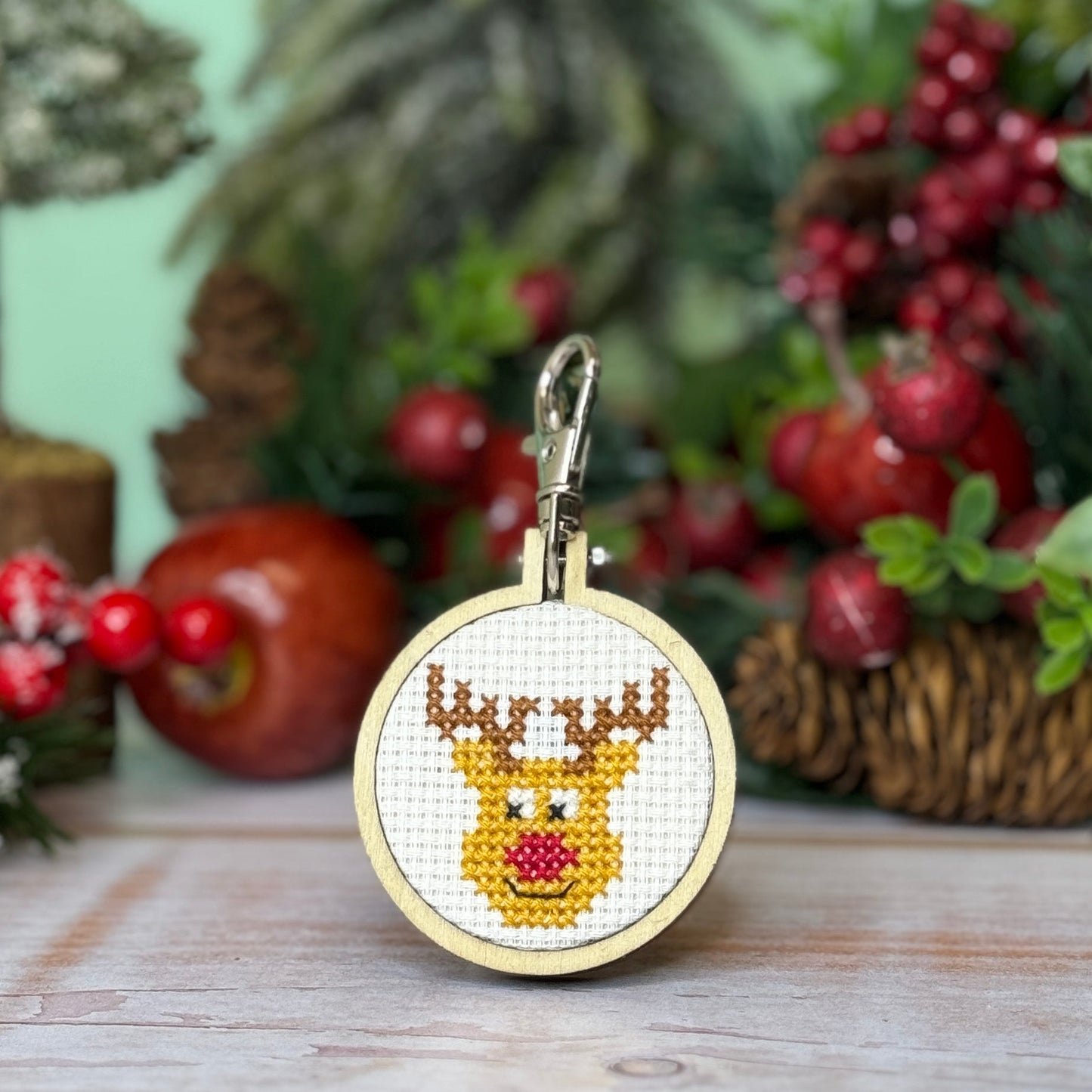Leading The Sleigh, The Rudolph Way! Mini Matchbox Christmas Cross Stitch Kit