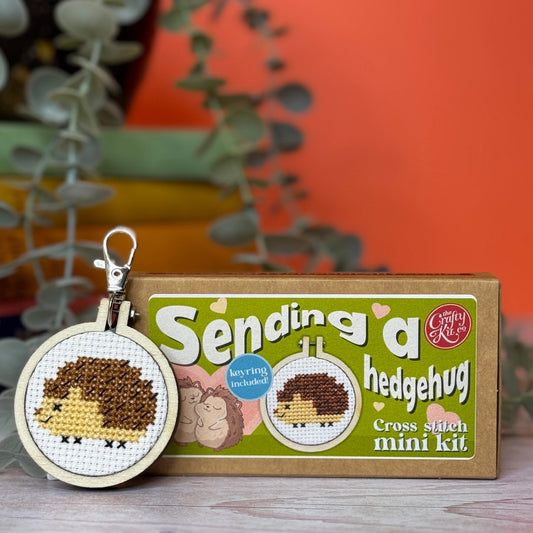 Sending a Hedgehug Mini Matchbox Cross Stitch Kit