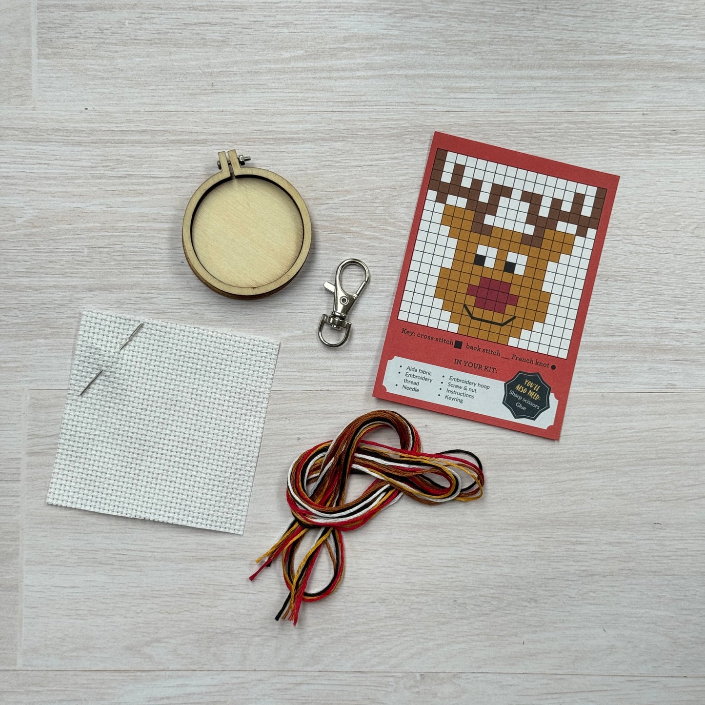 Leading The Sleigh, The Rudolph Way! Mini Matchbox Christmas Cross Stitch Kit