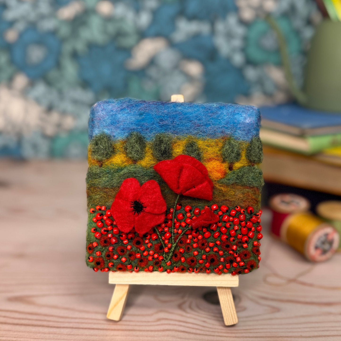 Mini Masterpiece: Poppies at Sunrise Needle Felting Kit
