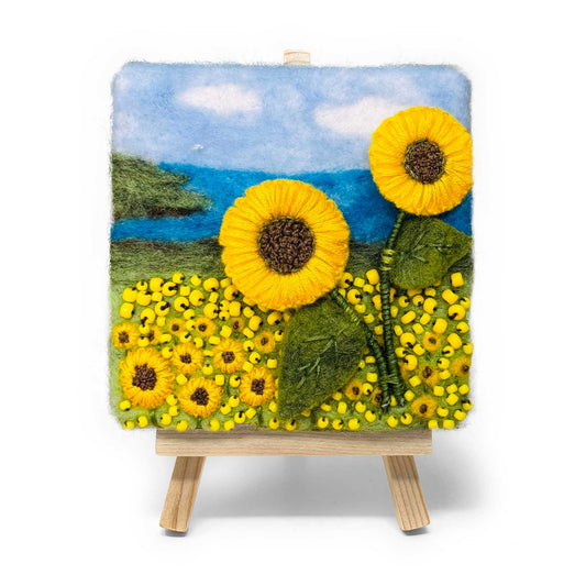 Mini Masterpiece: Sunflowers by the Seashore Needle Felting Kit