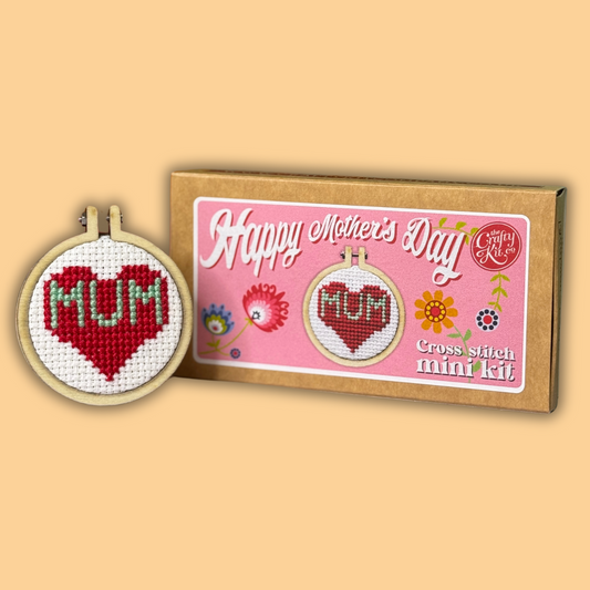Happy Mothers Day Heart Mini Matchbox Cross Stitch Kit