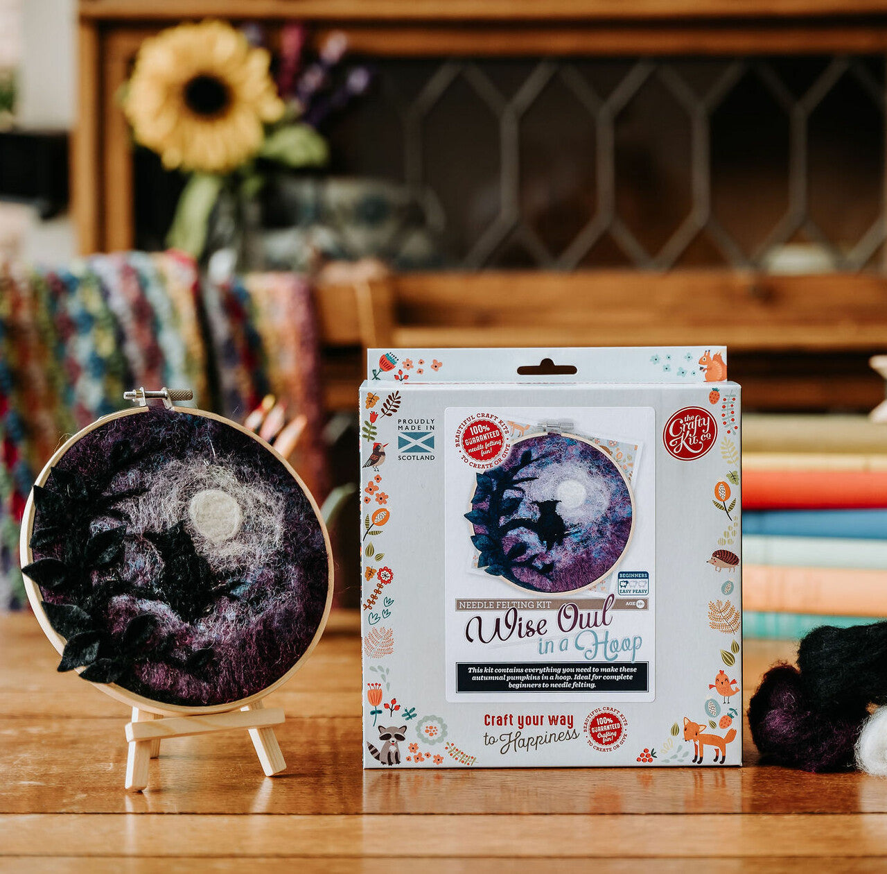 Wise Owl in a Hoop Needle Felting Kit