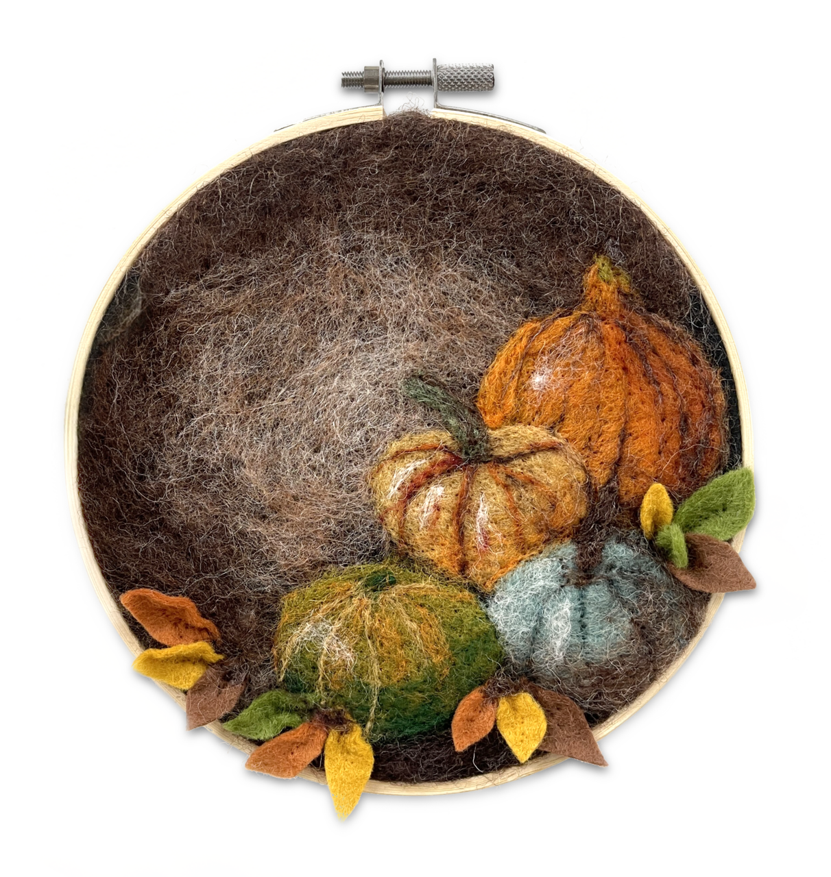 Pumpkins in a Hoop Needle Felting Kit