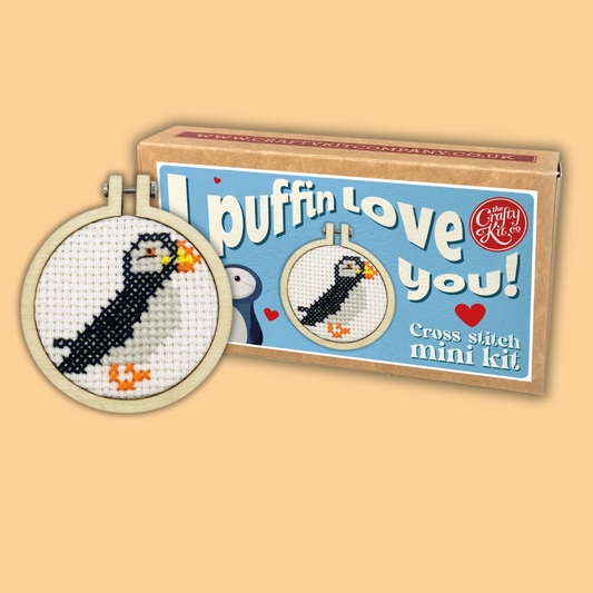 I Puffin Love You! Mini Matchbox Cross Stitch Kit