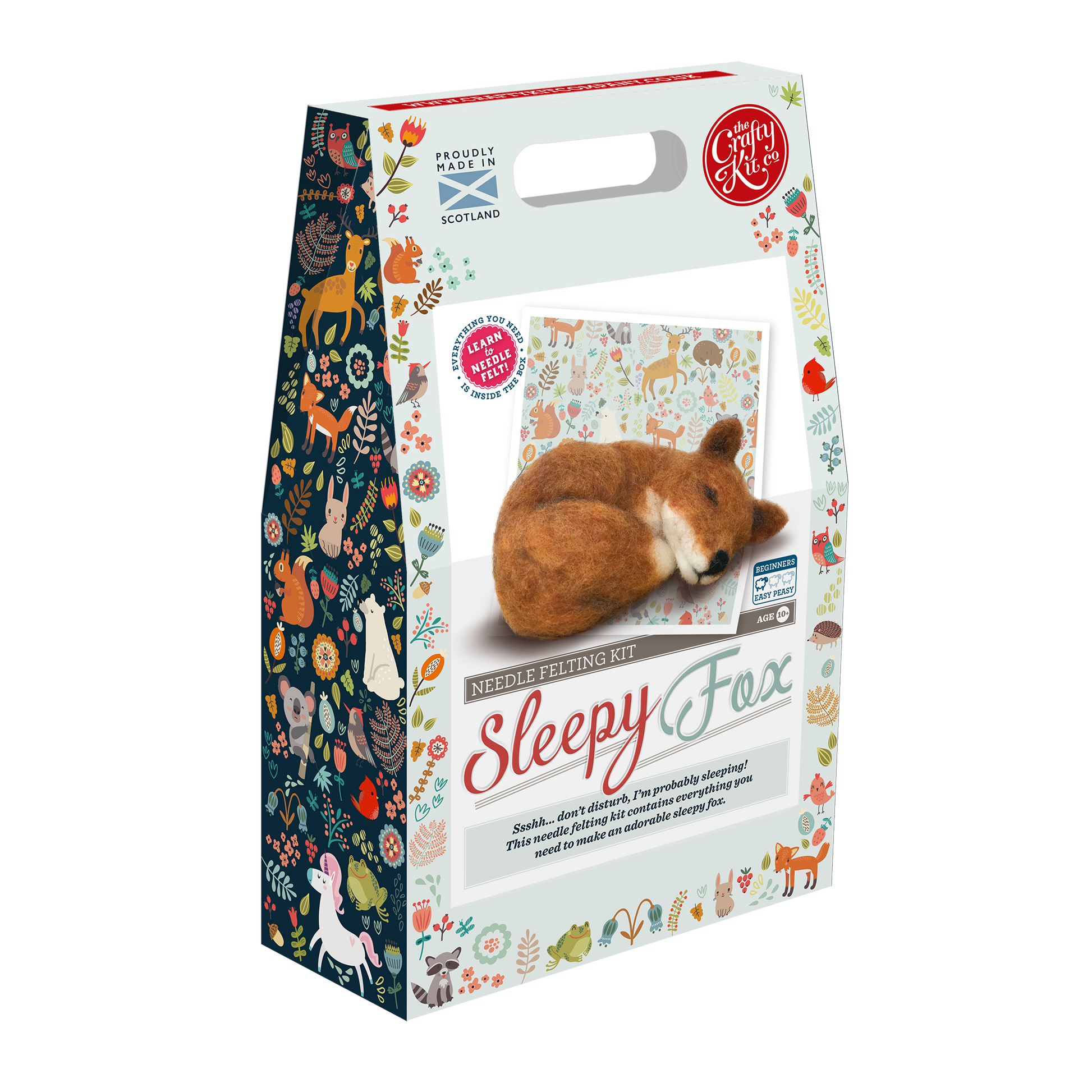 The Crafty Kit Company Sleepy Fox Needle Felting Kit Box