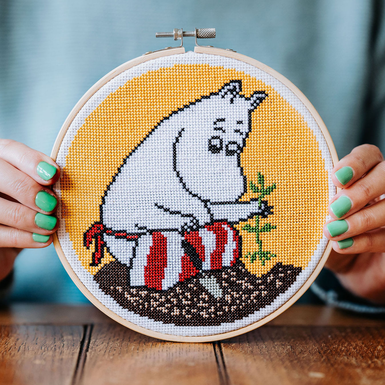 Moomin Cross Stitch Kit - Moominmamma Planting