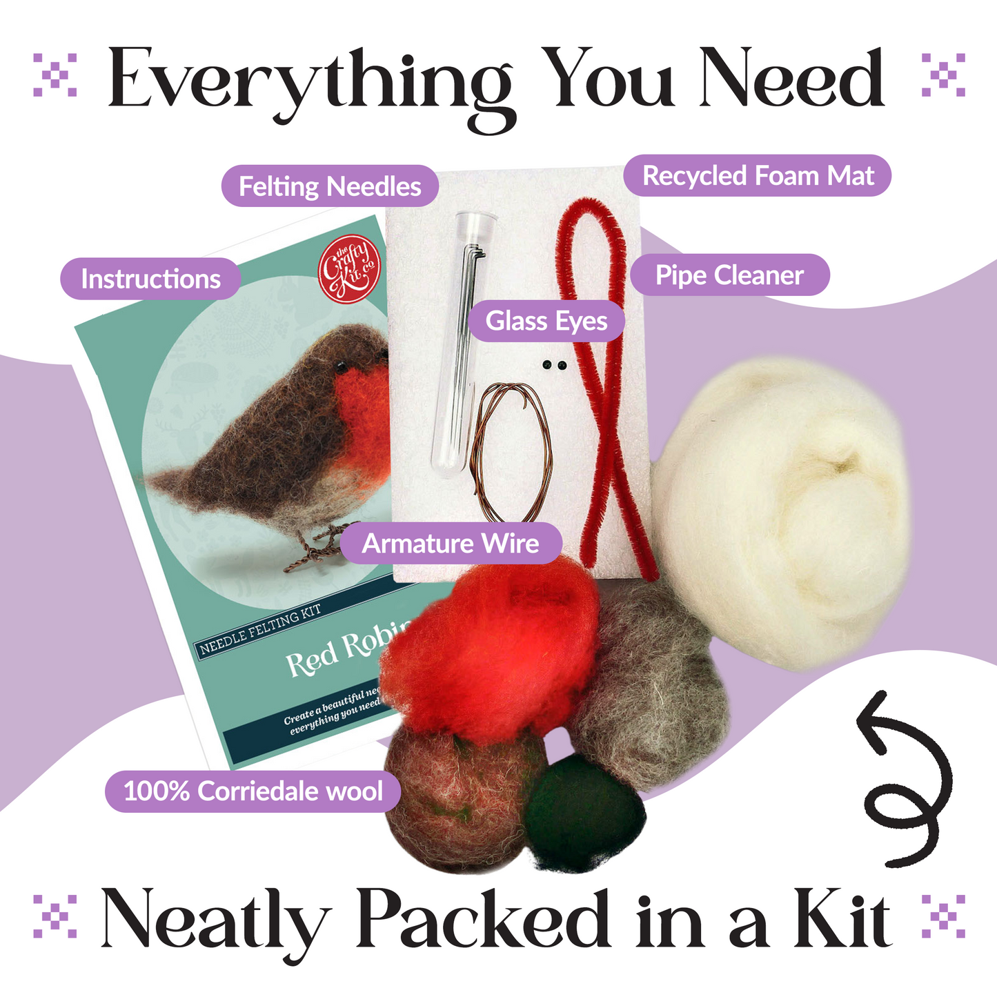 British Birds Red Robin Needle Felting Craft Kit