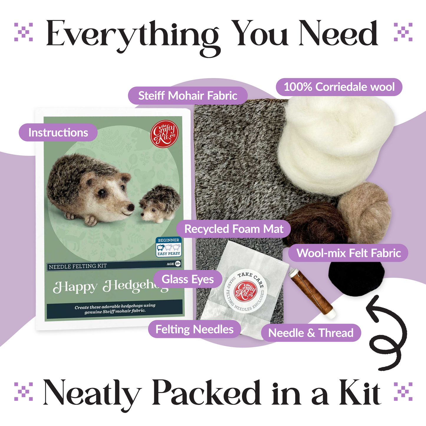 Happy Hedgehogs Needle Felting Craft Kit