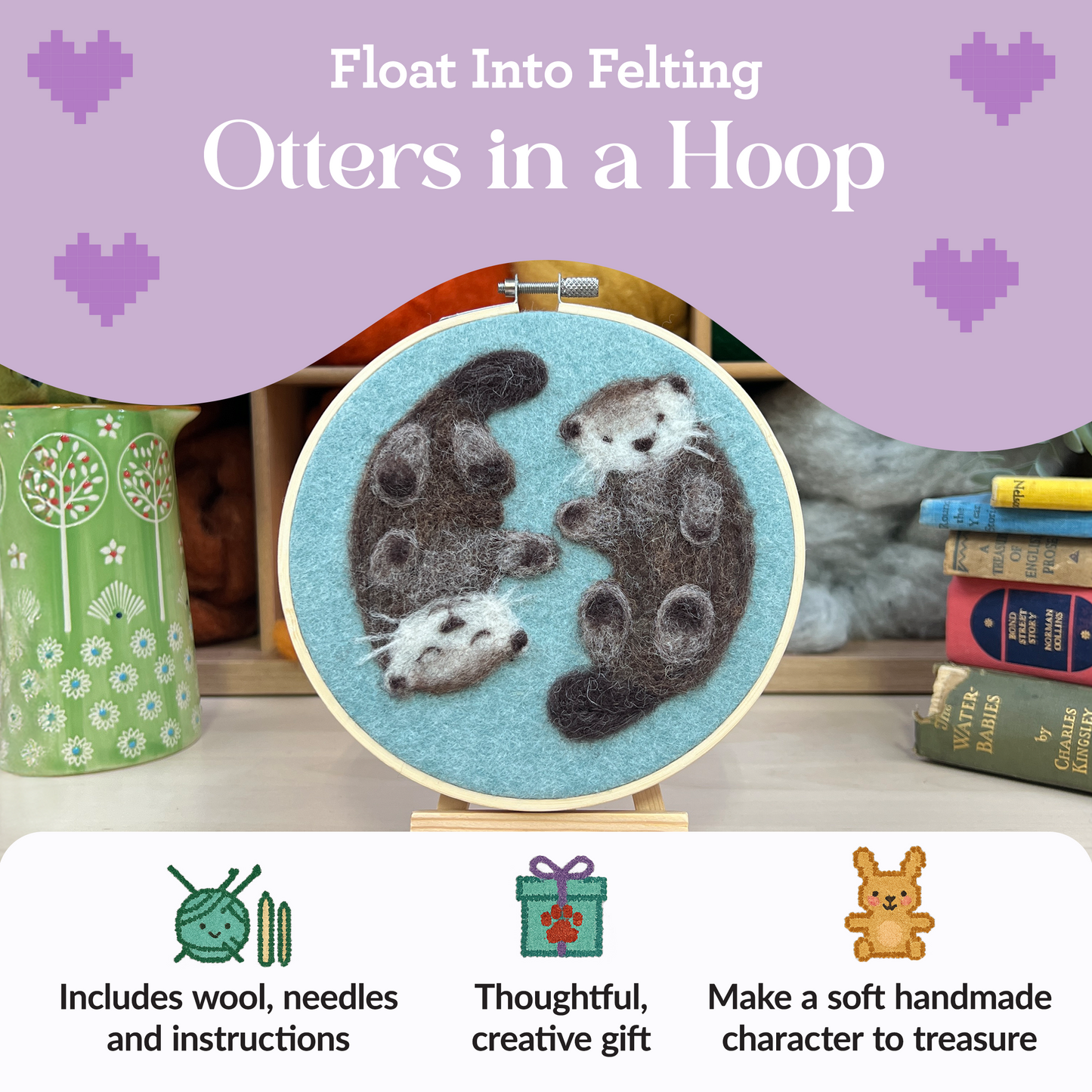 Otters in a Hoop Needle Felt Craft Kit