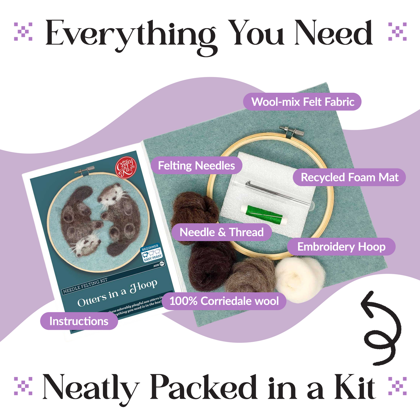 Otters in a Hoop Needle Felt Craft Kit