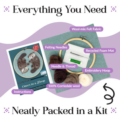 Otters in a Hoop Needle Felt Craft Kit