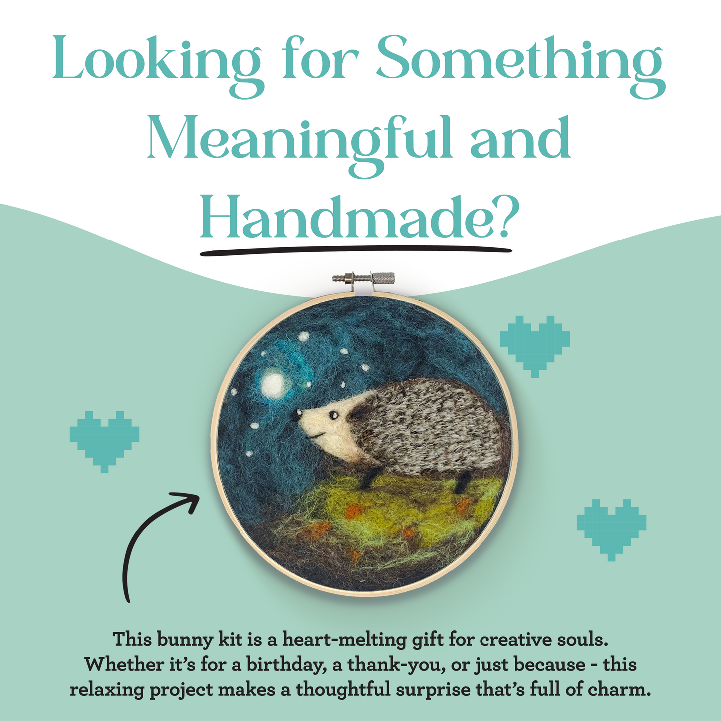 Hedgehog in a Hoop Needle Felting Craft Kit