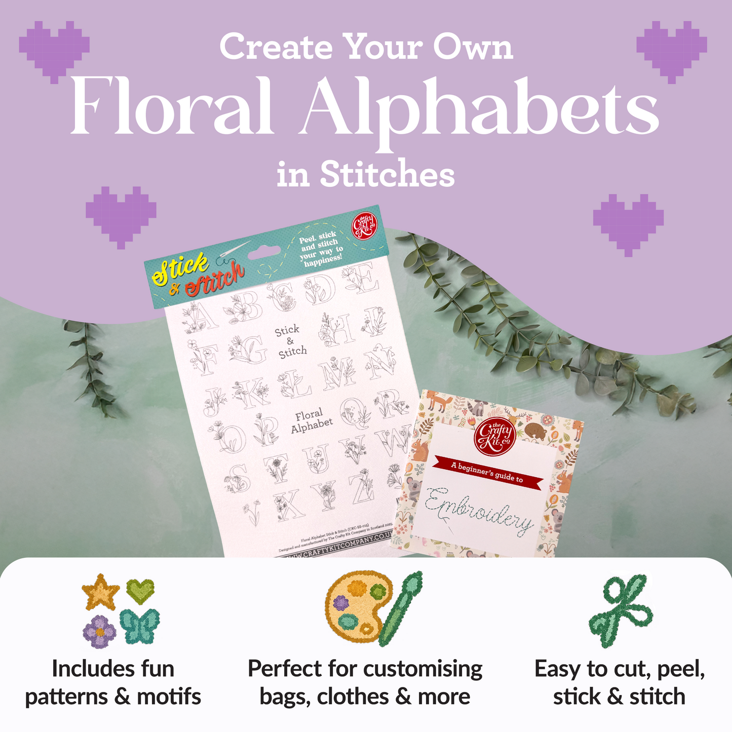 Floral Alphabet Stick & Stitch Embroidery