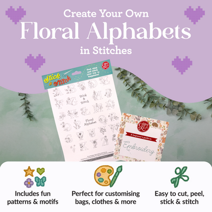 Floral Alphabet Stick & Stitch Embroidery
