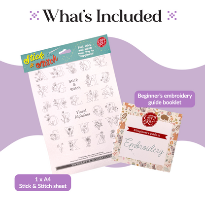 Floral Alphabet Stick & Stitch Embroidery
