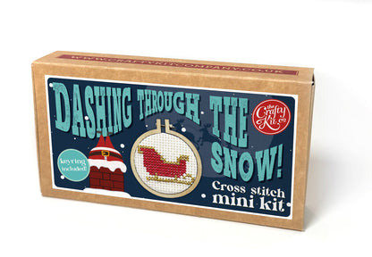 Dashing Through The Snow! Mini Matchbox Christmas Cross Stitch Kit