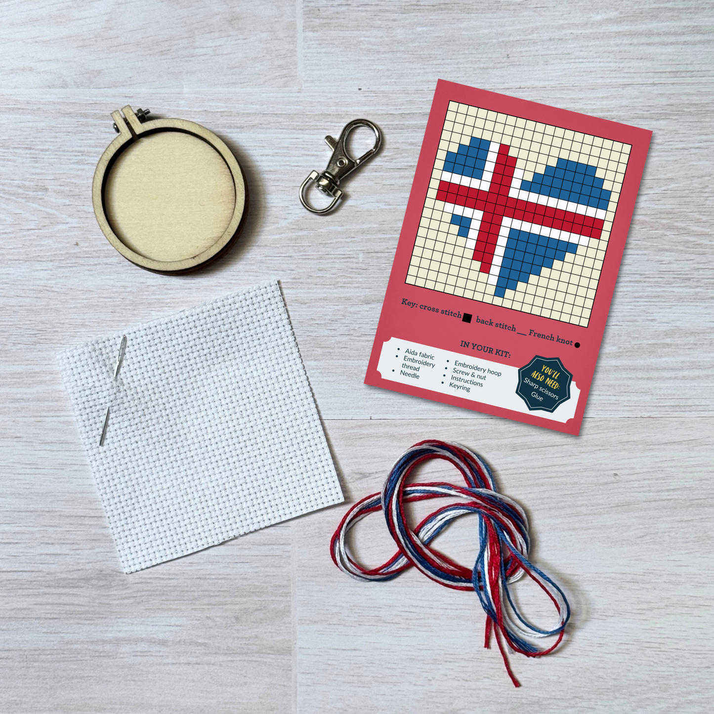 I Love Iceland! Mini Matchbox Cross Stitch Kit
