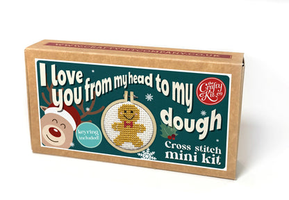 I Love You From My Head To My Dough Mini Matchbox Christmas Cross Stitch Kit