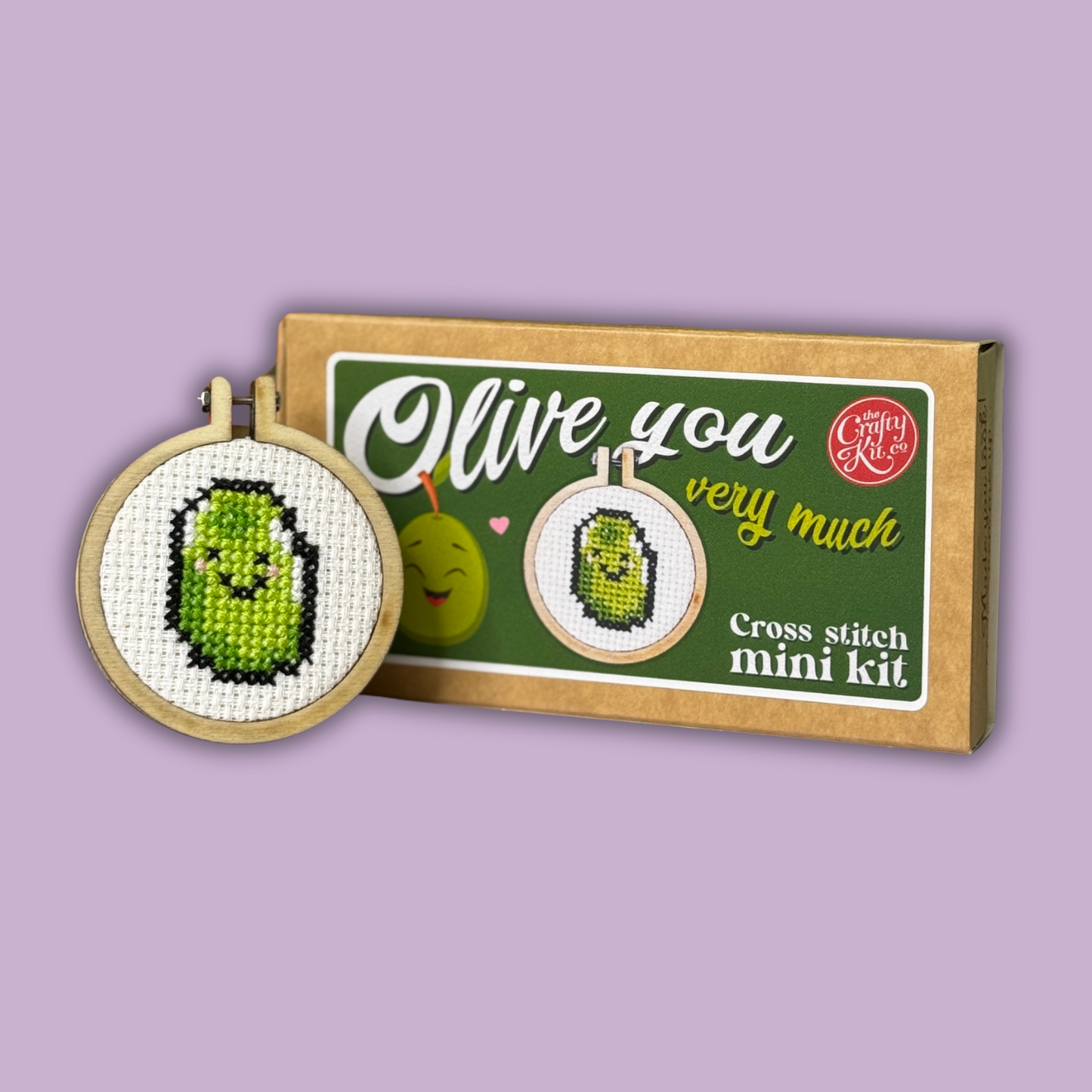 Olive You Very Much Mini Matchbox Cross Stitch Kit