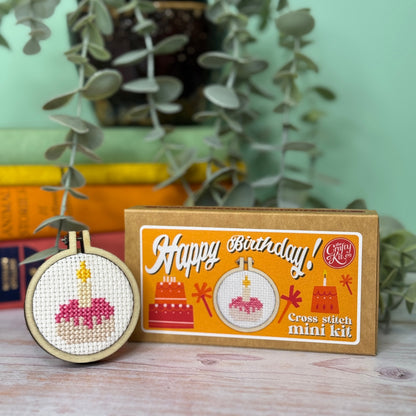 Happy Birthday! Cake Mini Matchbox Cross Stitch Kit