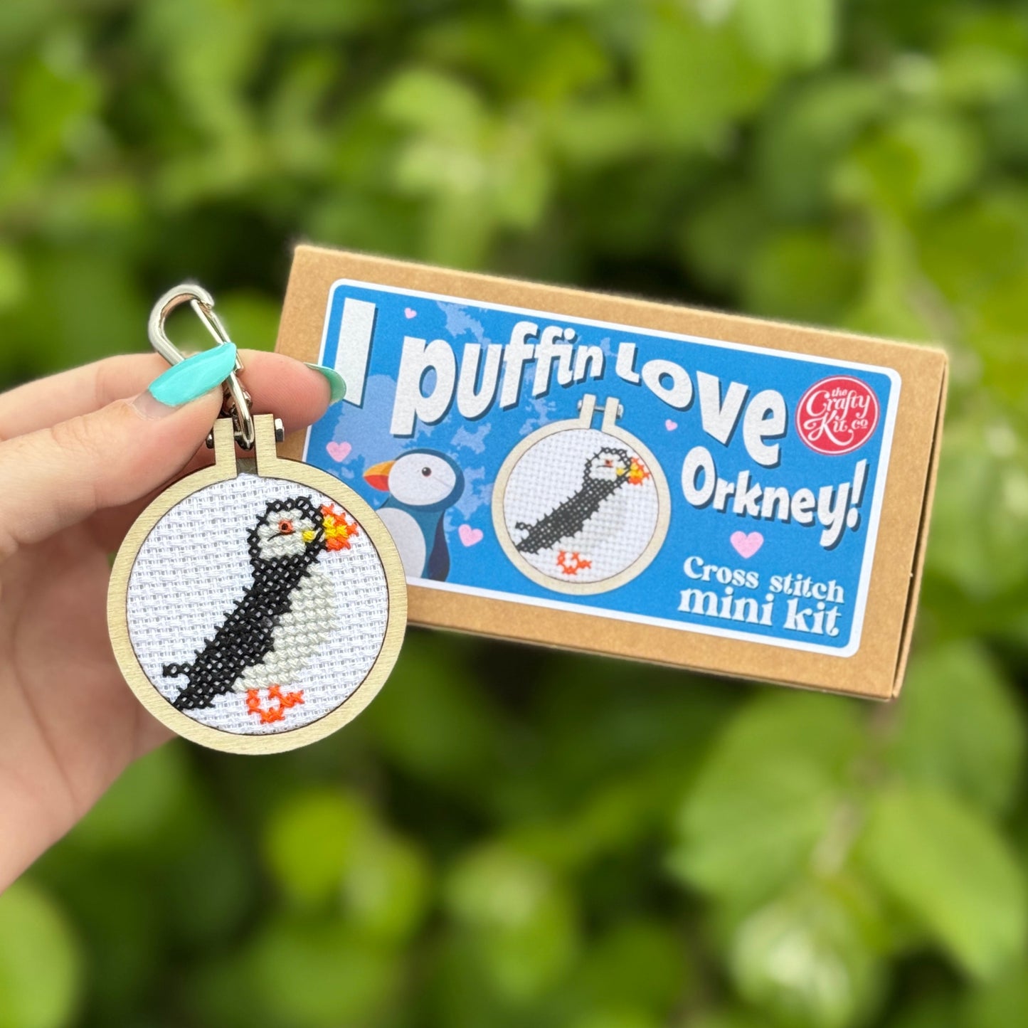 I Puffin Love Orkney! Mini Matchbox Cross Stitch Kit