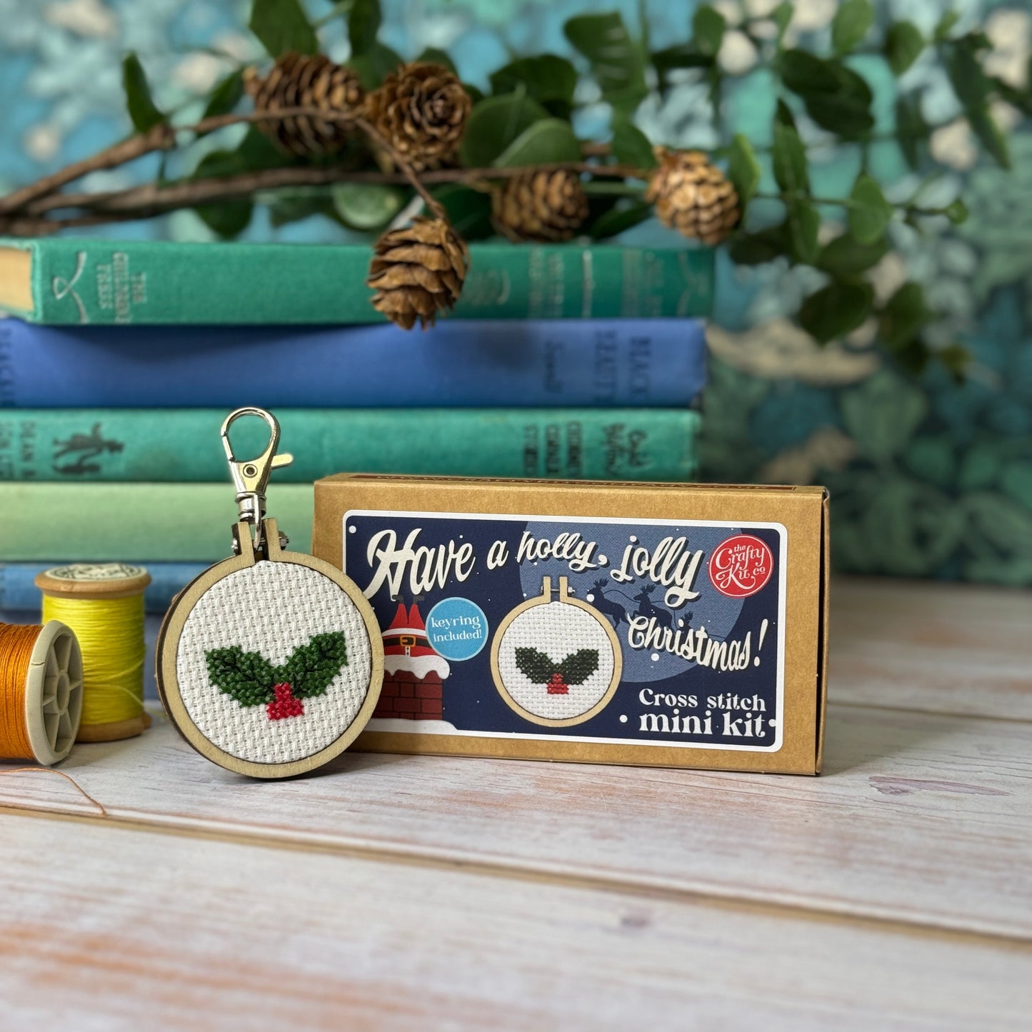 Have a Holly, Jolly Christmas! Mini Matchbox Christmas Cross Stitch Kit