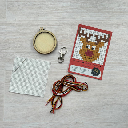 Leading The Sleigh, The Rudolph Way! Mini Matchbox Christmas Cross Stitch Kit