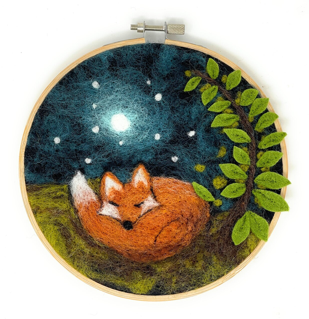 Sleepy Fox in a Hoop Needle Felting Kit