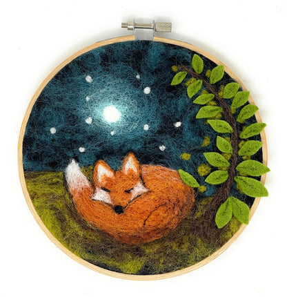 Sleepy Fox in a Hoop Needle Felting Kit