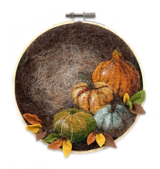 Pumpkins in a Hoop Needle Felting Kit