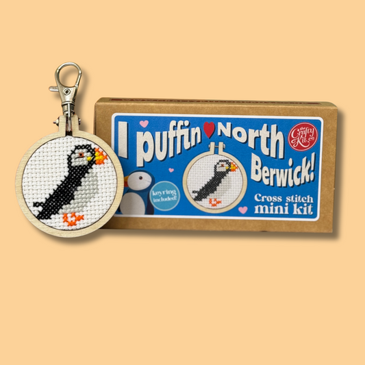 I Puffin Love North Berwick! Mini Matchbox Cross Stitch Kit
