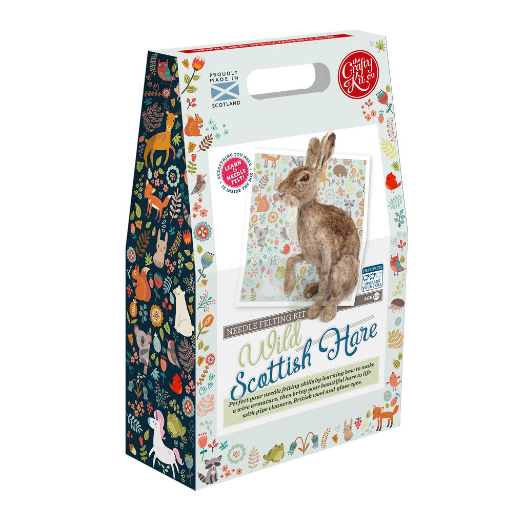The Crafty Kit Company Wild Scottish Hare Needle Felting Kit Box