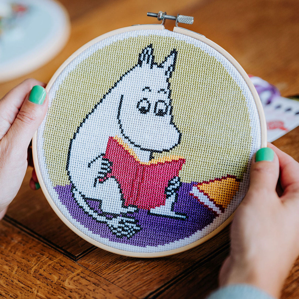 Moomin Cross Stitch Kit - Moomintroll Reading