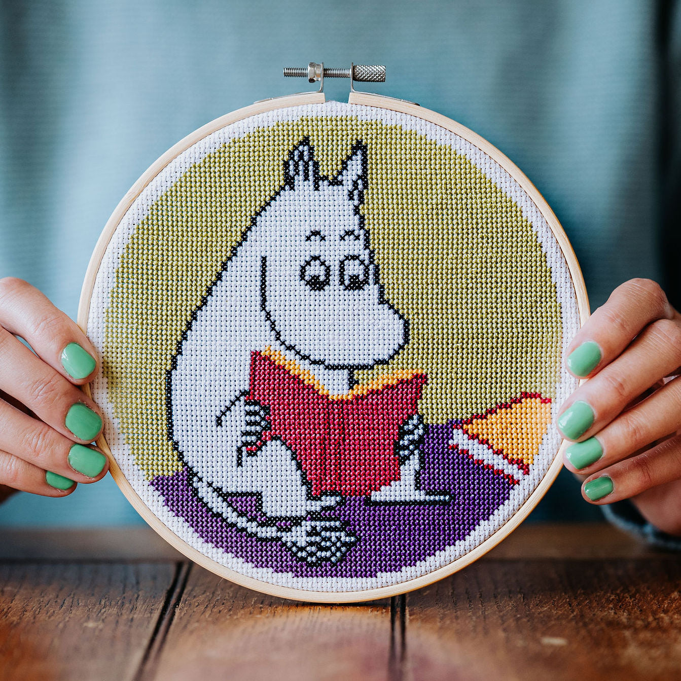 Moomin Cross Stitch Kit - Moomintroll Reading