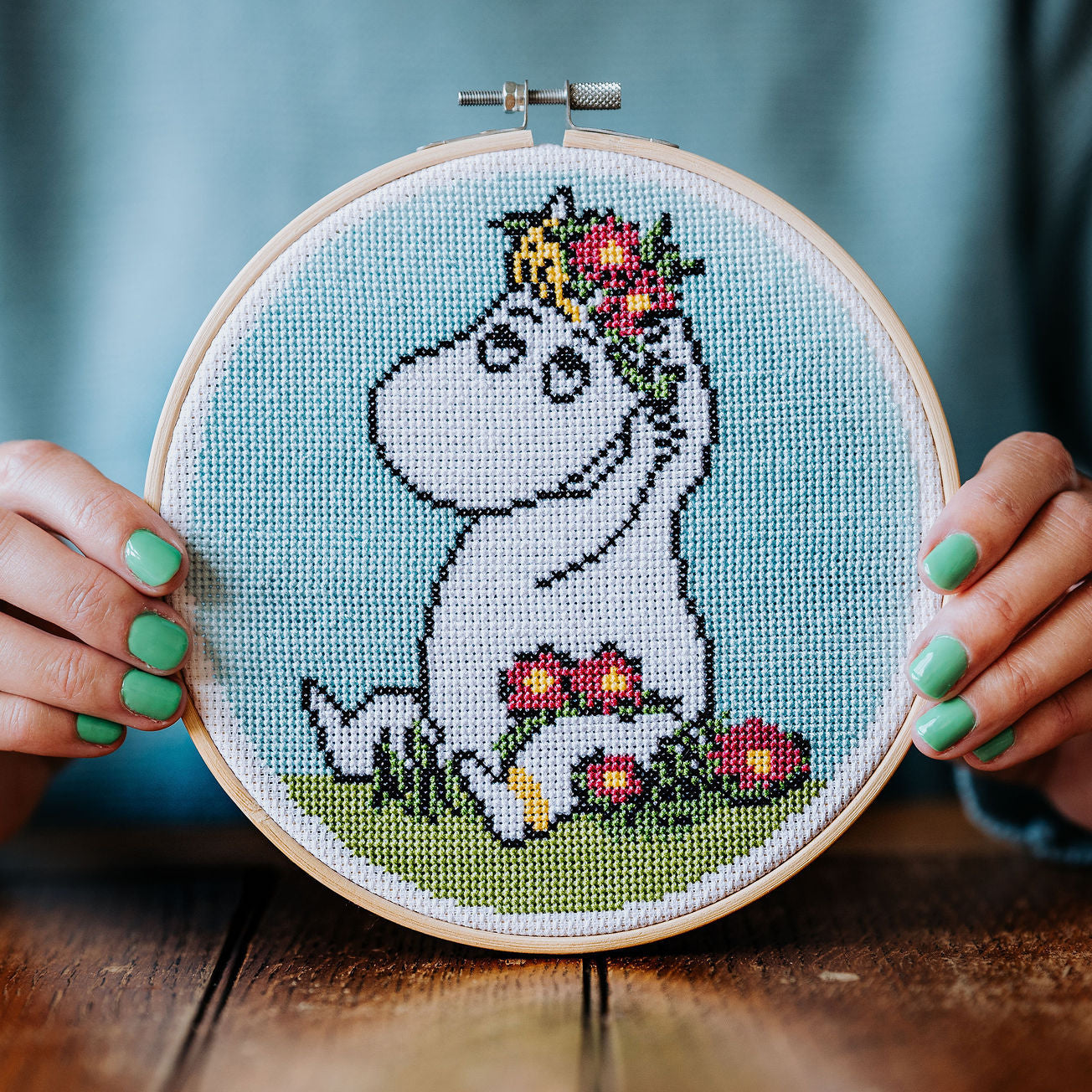 Moomin Cross Stitch Kit - Snorkmaiden Flower Arranging